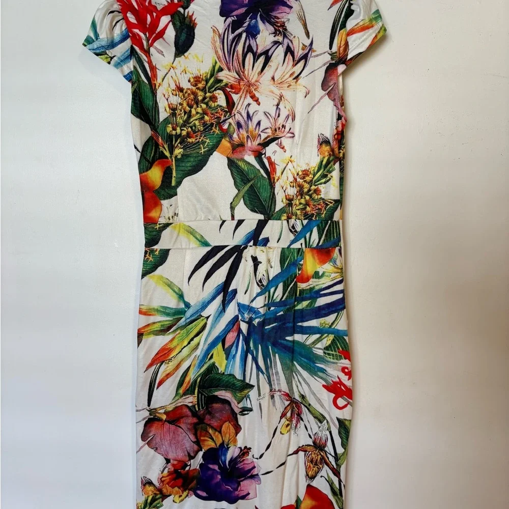 Tropical Floral Women's Midi Dress - Picture 2 of 3